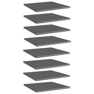 vidaXL Bookshelf Boards 8 pcs High Gloss Grey 40x40x1.5 cm Engineered Wood