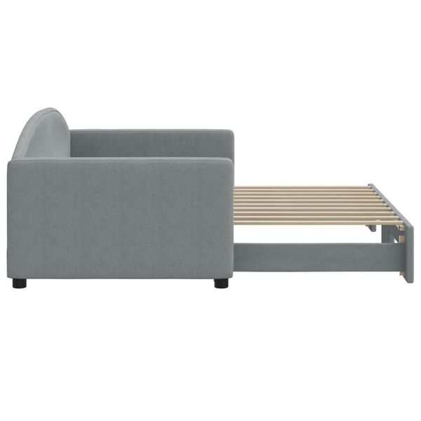 vidaXL Daybed with Trundle without Mattress Light Grey 90x190 cm Single