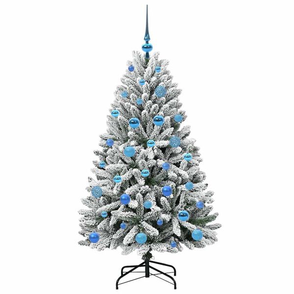 vidaXL Artificial Christmas Tree Green and White 150 cm PVC and Metal