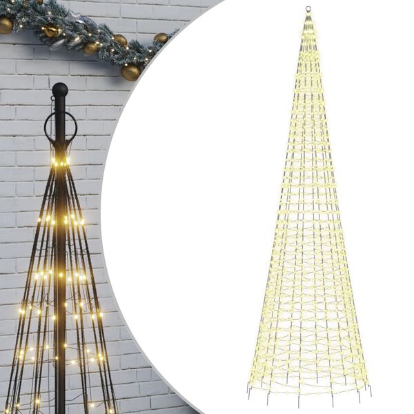 vidaXL LED Christmas Tree on Flagpole 1534 LEDs Warm White 500 cm