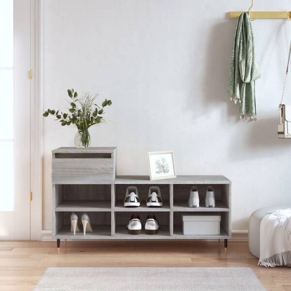 vidaXL Shoe Cabinet Grey Sonoma 102x36x60 cm Engineered Wood