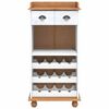vidaXL Wine Cabinet ASKIM White with Honey Top 57 x 37 x 114 cm