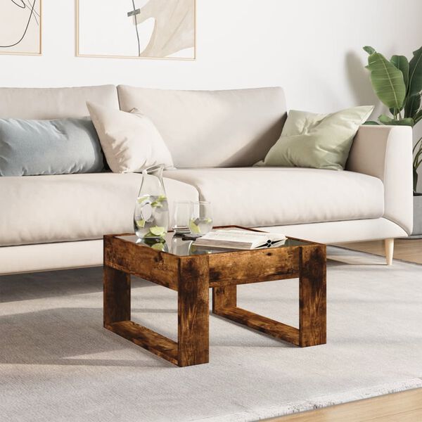 vidaXL Coffee Table with Infinity LED Smoked Oak 50x53x30 cm