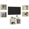 vidaXL 5 Piece TV Cabinet Set White and Sonoma Oak Engineered Wood