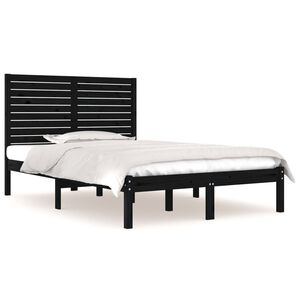 vidaXL Bed Frame without Mattress Black 140x190 cm Solid Wood