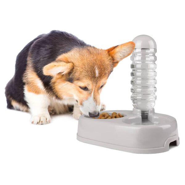 FLAMINGO Feeding Bowl with Water Dispenser 850 ml Grey