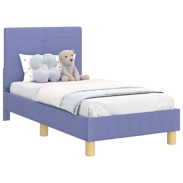 vidaXL Toddler Bed Frame with Headboard Jeans Blue 70 x 140 cm Fabric