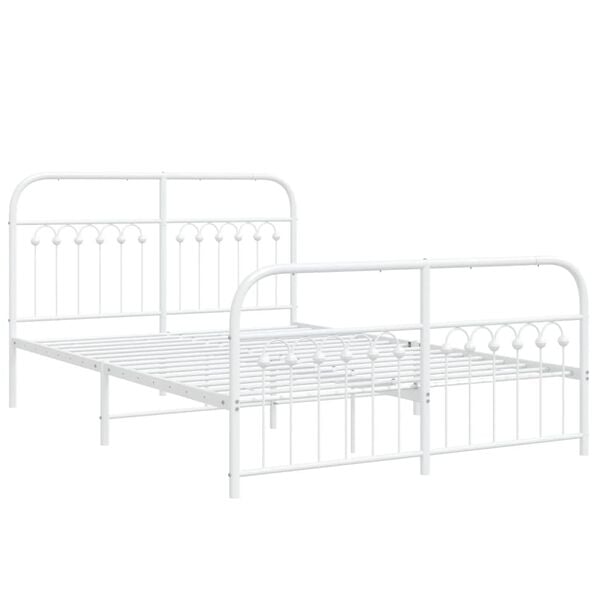 vidaXL Metal Bed Frame without Mattress with Footboard White 140x190cm