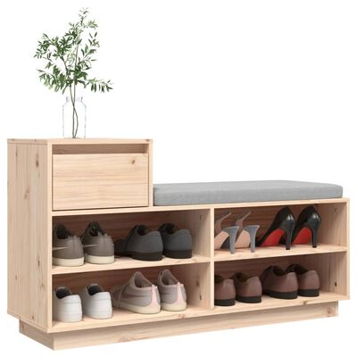 vidaXL Shoe Cabinet 110x34x61 cm Solid Wood Pine