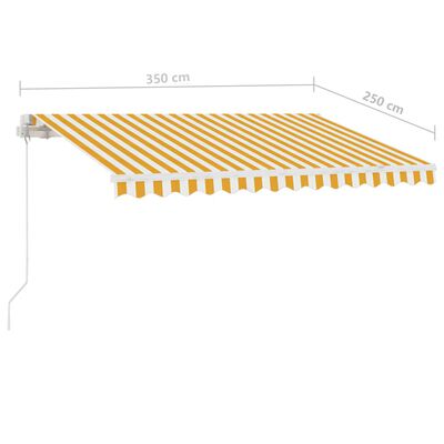 vidaXL Freestanding Manual Retractable Awning 350x250 cm Yellow/White