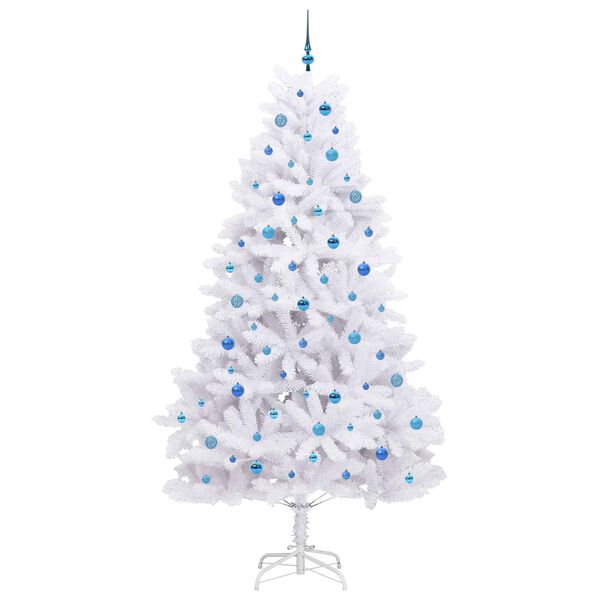 vidaXL Artificial Hinged Christmas Tree White 240 cm PVC and Steel