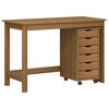 vidaXL Desk and Rolling Cabinet Set MOSS 2 pcs Honey Brown
