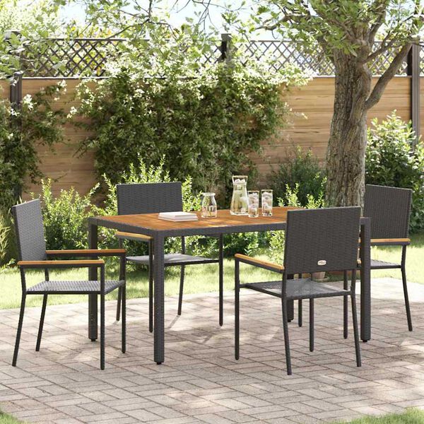 vidaXL Garden Stacking Chairs 4 pcs Black and Brown