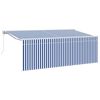 vidaXL Manual Awning 3.5 x 2 m Blue and White Stripe 100% Polyester