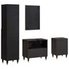 vidaXL Bathroom Cabinet Set with Drawer 4 pcs Black Solid Mango Wood