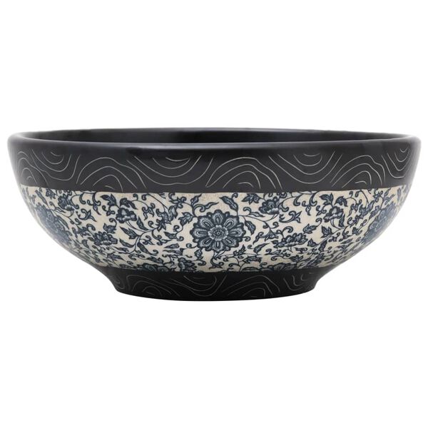 vidaXL Countertop Basin Black and Blue Round &Phi;41x14 cm Ceramic