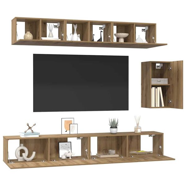 vidaXL TV Cabinet Set with Drawer 6 pcs Artisan oak 100 x 30 x 30 cm