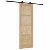 vidaXL Sliding Door Natural and Black 73.5 x 211 cm Solid Pine Wood