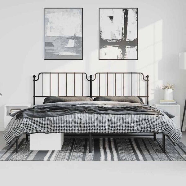 vidaXL Metal Bed Frame without Mattress with Headboard Black 183x213cm