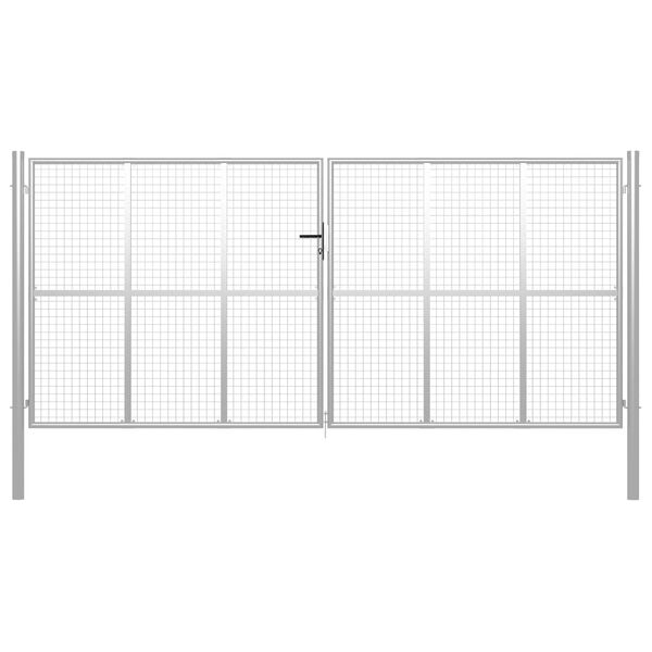 vidaXL Garden Gate Galvanised Steel 400x200 cm Silver