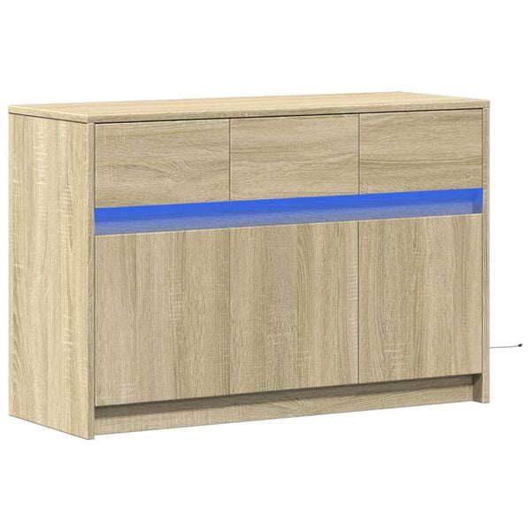 vidaXL TV Cabinet with LED Sonoma Oak 91x34x61 cm Engineered Wood