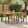 vidaXL Garden Dining Set 5 pcs Black Solid Acacia Wood