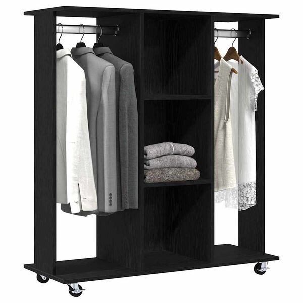 vidaXL Wardrobe with Shelf Black oak 102 x 38 x 110 cm Engineered wood