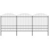 vidaXL Garden Fence with Spear Top Steel 537x200 cm Black