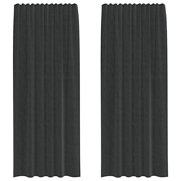 vidaXL Voile Curtains with Rod Pockets 2 pcs Black