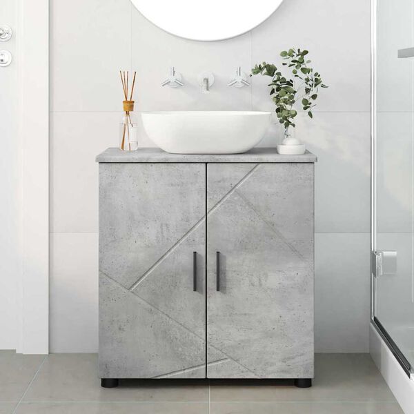 vidaXL Bathroom Cabinet with Storage Concrete Grey 61 x 35 x 64 cm