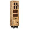vidaXL Highboard with Wheel 38x30x143 cm Solid Rough Mango Wood