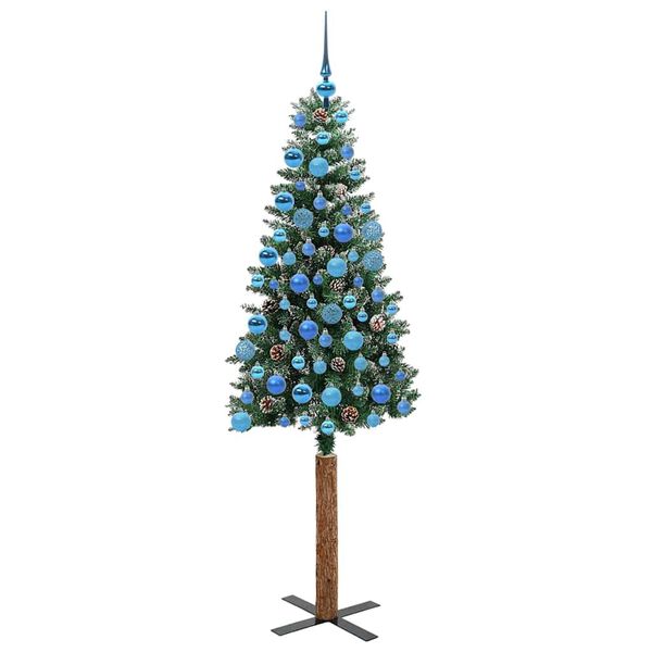 vidaXL Slim Christmas Tree Green 180 cm PVC and Solid Pine wood