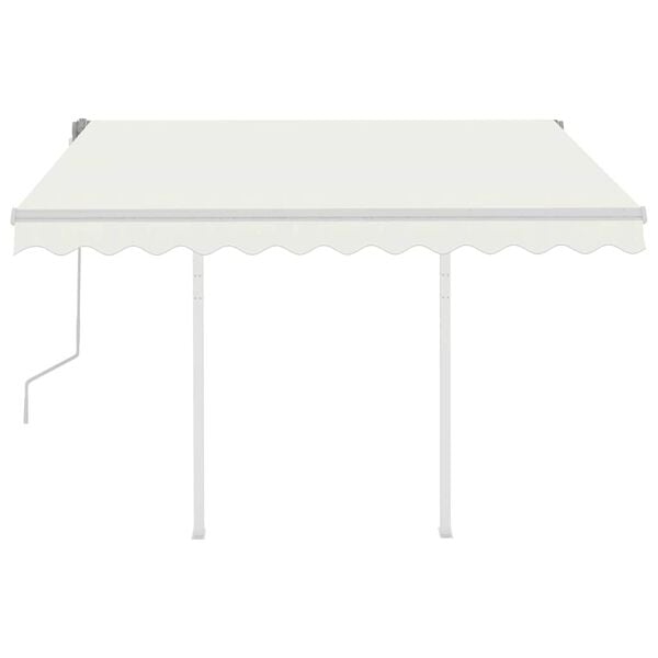 vidaXL Manual Retractable Awning with Posts 3x2.5 m Cream
