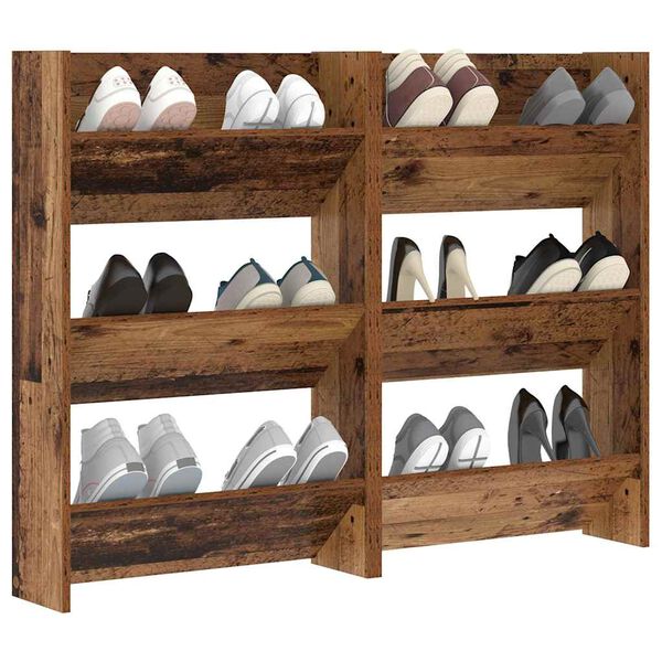 vidaXL Shoe Cabinet 2 pcs Old Wood 60 x 18 x 90 cm Engineered Wood
