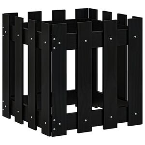 vidaXL Garden Planter with Fence Design Black 40x40x40 cm Solid Wood Pine