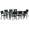 vidaXL Garden Dining Set 9 pcs Black Powder-Coated Steel