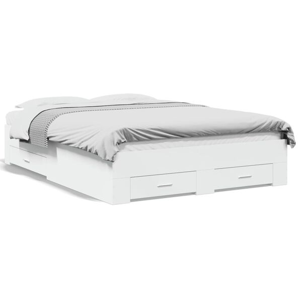 vidaXL Bed Frame with Drawers without Mattress White 120x190 cm Small Double