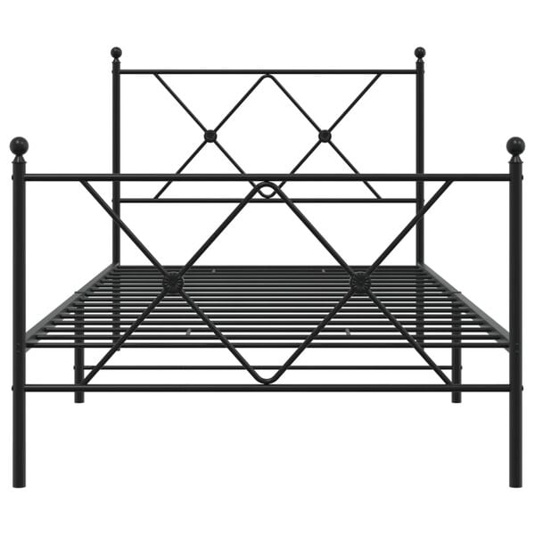 vidaXL Metal Bed Frame without Mattress with Footboard Black 90x190cm