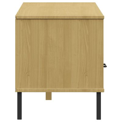 vidaXL TV Cabinet with Metal Legs Brown Solid Wood Pine OSLO