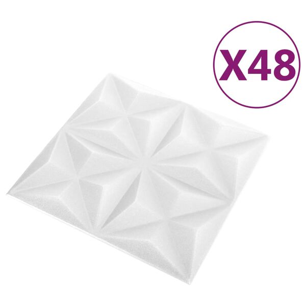 vidaXL 3D Wall Panels 48 pcs 50x50 cm Origami White 12 m&sup2;