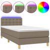 vidaXL Box Spring Bed with Mattress&LED Taupe 100x200cm Fabric