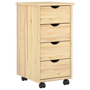 vidaXL Rolling Cabinet 34 x 39 x 65.5 cm Solid Pine Wood Brown