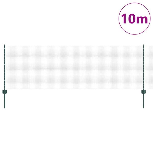 vidaXL Fence with Post Green 0.8 x 10 m Steel and PVC
