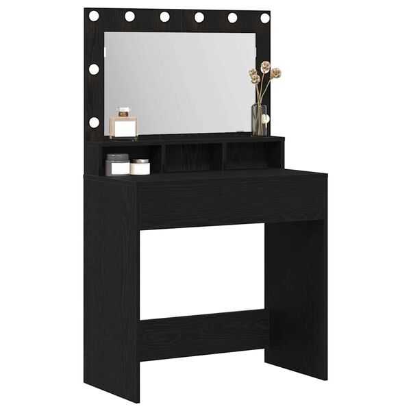 vidaXL Dressing Table Black Oak 75.5 x 41 x 135 cm Engineered Wood