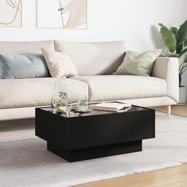 vidaXL Coffee Table with LED Black 70x50x30 cm Engineered Wood