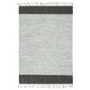 vidaXL Hand-woven Chindi Rug Leather 120x170 cm Light Grey and Black
