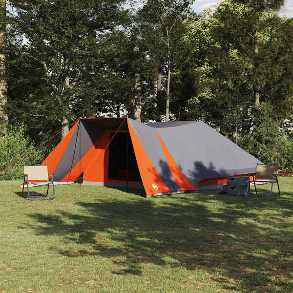 vidaXL Family Tent Folding Manual Grey and Orange 660 x 456 x 200 cm