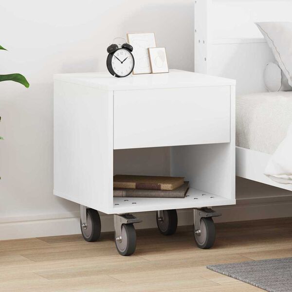 vidaXL Bedside Table White 40.5 x 40 x 48 cm Engineered Wood