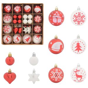 vidaXL Christmas Bauble Set 40 pcs Red and White &Oslash; 6 cm Plastic LEDs