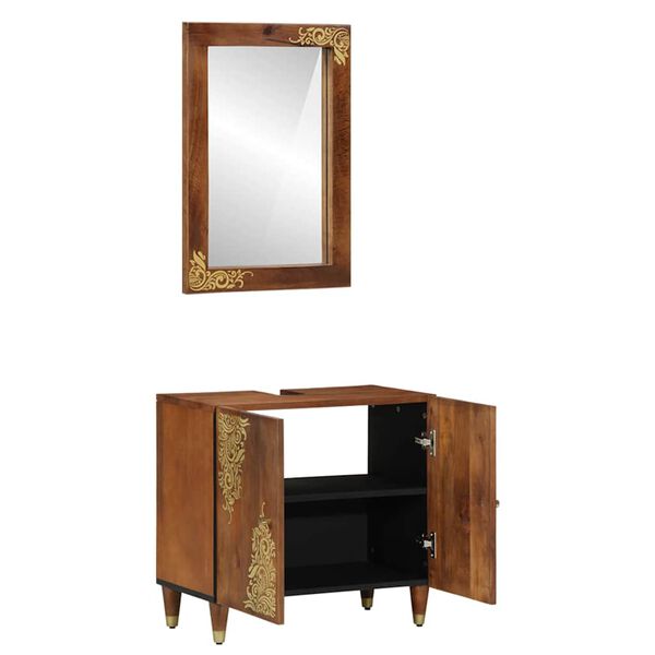 vidaXL Bathroom Cabinet Set 2 pcs Honey Brown Solid Mango Wood